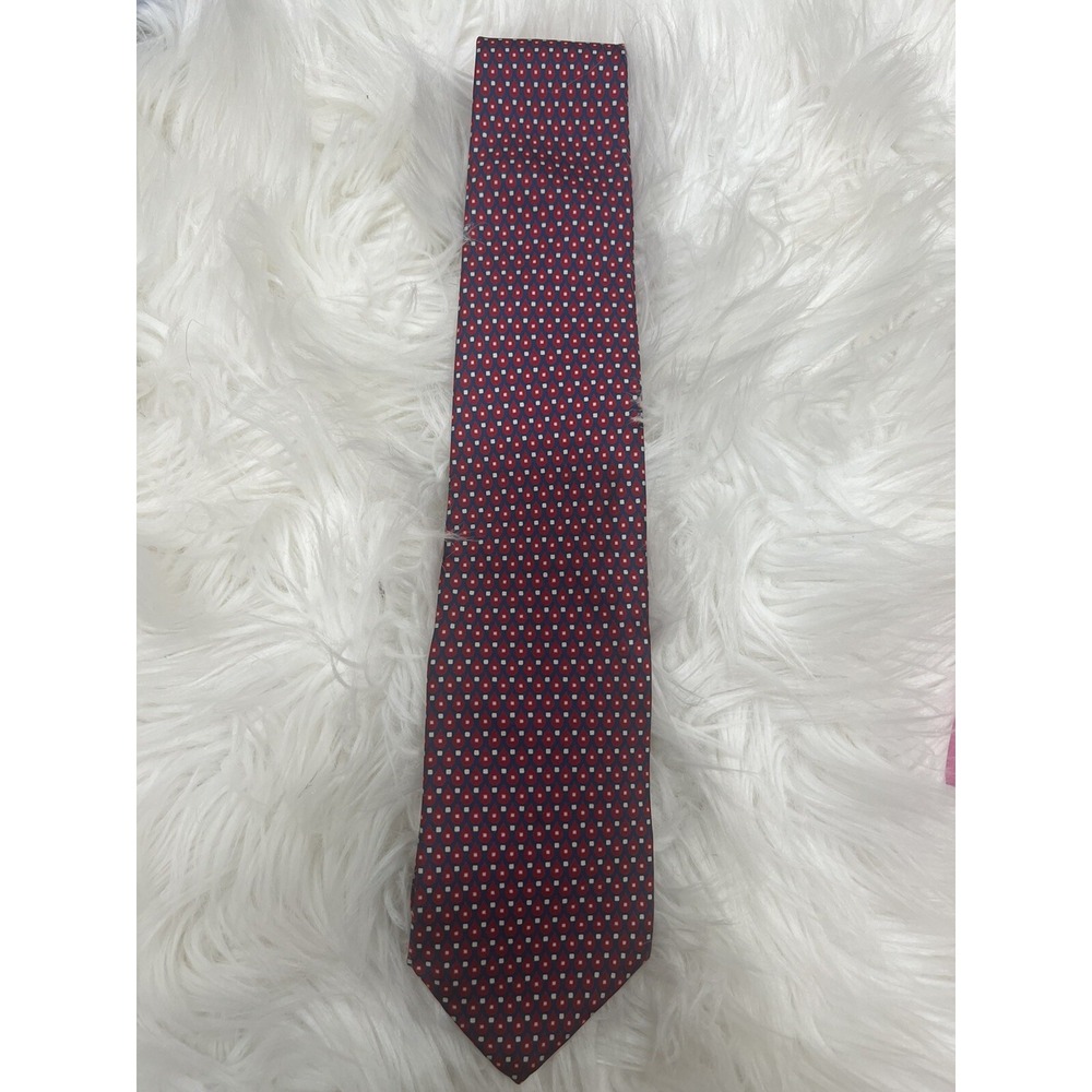 GIVENCHY Monsieur Men’s Silk Neck Tie Vintage Red White Blue Geo Print Italy